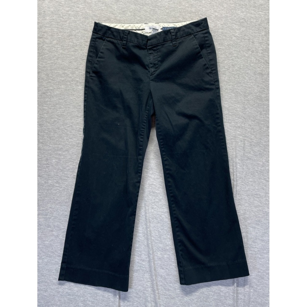 Old Navy Capri Pants Women's 4 Black Cotton Stretch‎ Slash Pockets Straight Leg